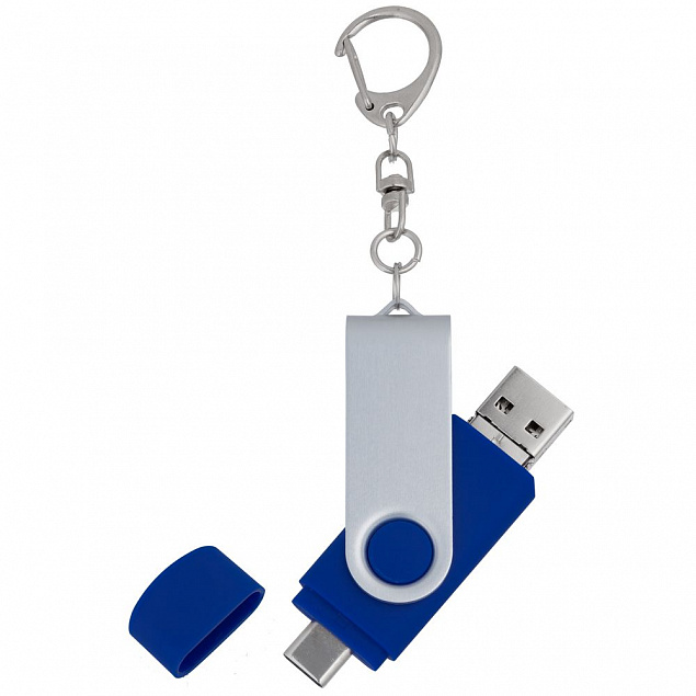 Флешка Trio Twist, синяя, 32 Гб с логотипом в Екатеринбурге заказать по выгодной цене в кибермаркете AvroraStore