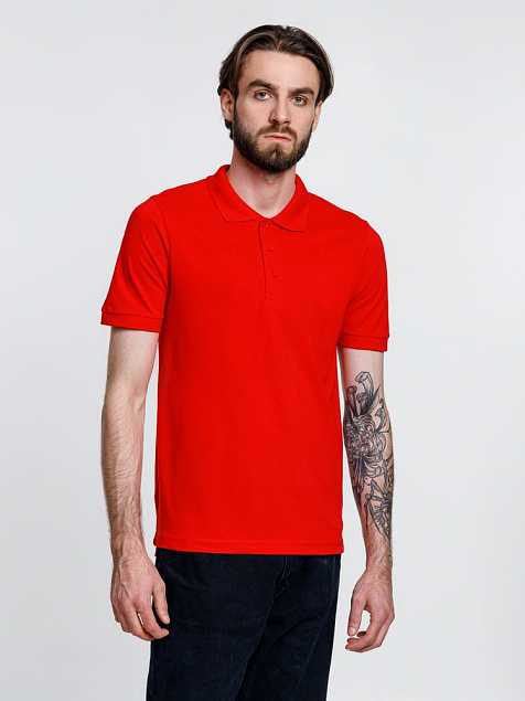 Рубашка поло мужская Adam, красная с логотипом в Екатеринбурге заказать по выгодной цене в кибермаркете AvroraStore