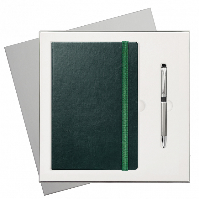 Подарочный набор Portland Btobook, зеленый (ежедневник, ручка) с логотипом в Екатеринбурге заказать по выгодной цене в кибермаркете AvroraStore