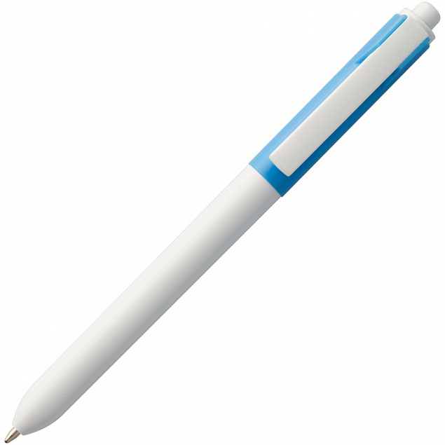 Ручка шариковая Hint Special, белая с голубым с логотипом в Екатеринбурге заказать по выгодной цене в кибермаркете AvroraStore