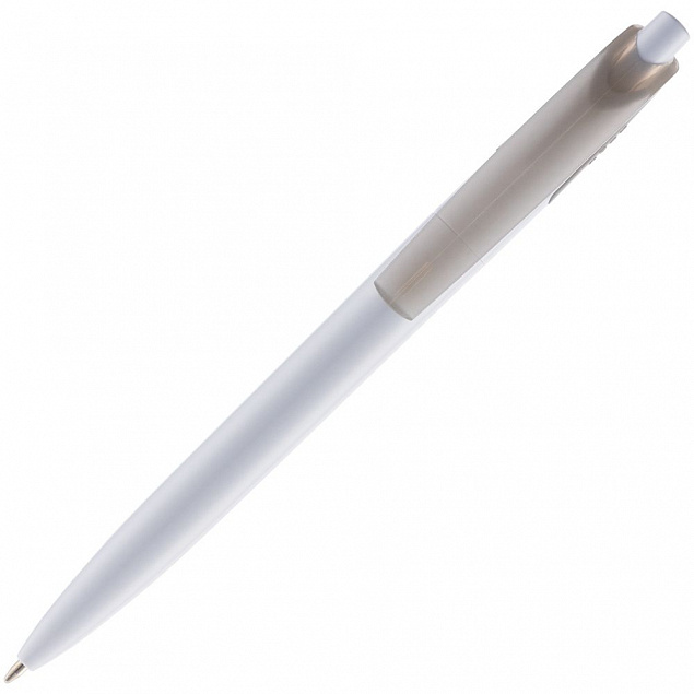 Ручка шариковая Bento, белая с серым с логотипом в Екатеринбурге заказать по выгодной цене в кибермаркете AvroraStore