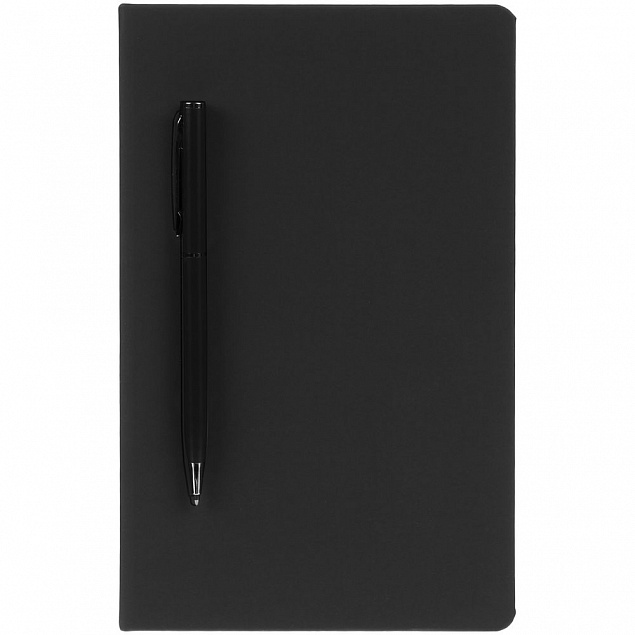 Ежедневник Magnet Shall с ручкой, черный с логотипом в Екатеринбурге заказать по выгодной цене в кибермаркете AvroraStore