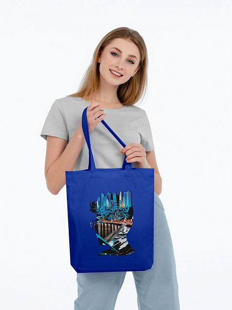 Холщовая сумка Moscow Boy, ярко-синяя с логотипом в Екатеринбурге заказать по выгодной цене в кибермаркете AvroraStore