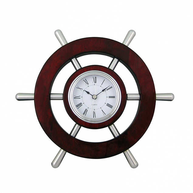 Настенные часы "Штурвал" с логотипом в Екатеринбурге заказать по выгодной цене в кибермаркете AvroraStore