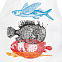 Фартук «Морские обитатели», белый с логотипом в Екатеринбурге заказать по выгодной цене в кибермаркете AvroraStore