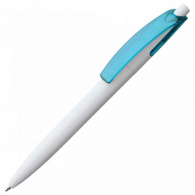 Ручка шариковая Bento, белая с голубым с логотипом в Екатеринбурге заказать по выгодной цене в кибермаркете AvroraStore