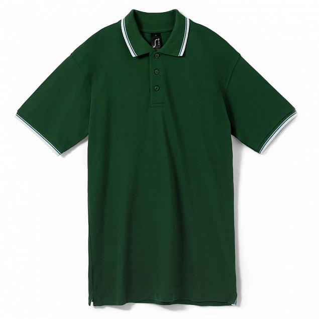 Рубашка поло мужская с контрастной отделкой PRACTICE 270, зеленый/белый с логотипом в Екатеринбурге заказать по выгодной цене в кибермаркете AvroraStore