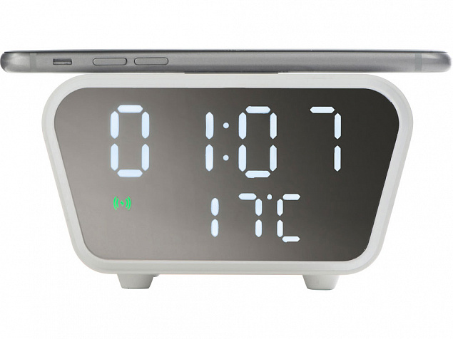 Настольные часы с функцией беспроводной зарядки «Wake», 10 Вт с логотипом в Екатеринбурге заказать по выгодной цене в кибермаркете AvroraStore