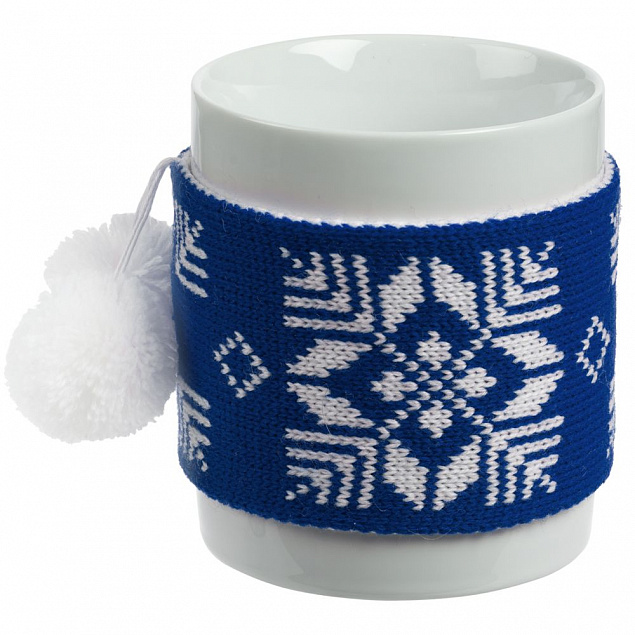 Кружка с манжетой «Снежинки», синяя с логотипом в Екатеринбурге заказать по выгодной цене в кибермаркете AvroraStore