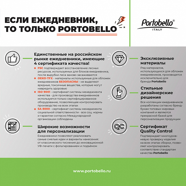 Ежедневник Portobello Trend, Rain, недатированный, серый с логотипом в Екатеринбурге заказать по выгодной цене в кибермаркете AvroraStore