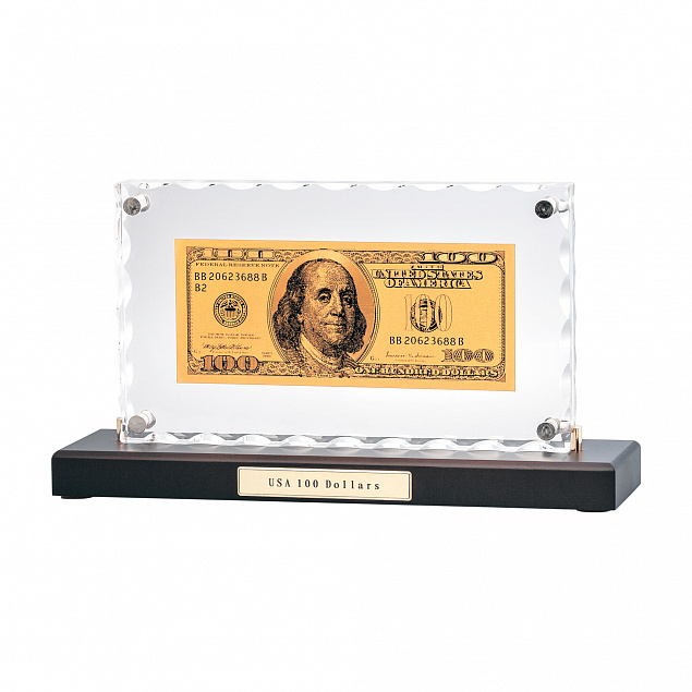 "Банкнота 100 USD" в стекле с логотипом в Екатеринбурге заказать по выгодной цене в кибермаркете AvroraStore