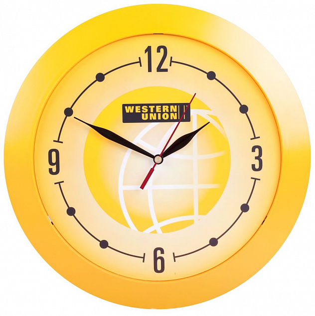 Часы настенные Vivid large, желтые с логотипом в Екатеринбурге заказать по выгодной цене в кибермаркете AvroraStore