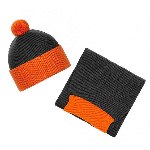 Шапка Snappy, темно-серая с оранжевым с логотипом в Екатеринбурге заказать по выгодной цене в кибермаркете AvroraStore