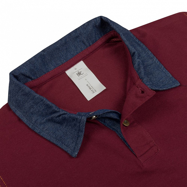 Рубашка поло мужская DNM Forward бордовый/синий джинс с логотипом в Екатеринбурге заказать по выгодной цене в кибермаркете AvroraStore