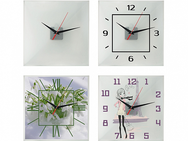 Часы настенные квадратные из стекла 28х28 см Nile с логотипом в Екатеринбурге заказать по выгодной цене в кибермаркете AvroraStore