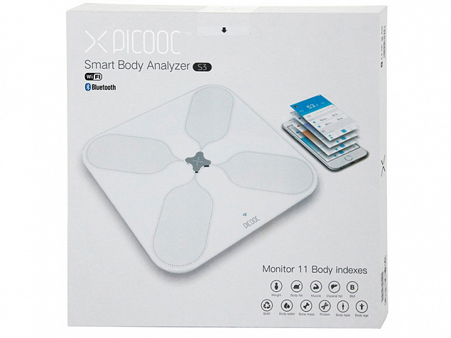 Умные диагностические весы с Wi-Fi Picooc S3 White V2 (6924917717346), белый с логотипом в Екатеринбурге заказать по выгодной цене в кибермаркете AvroraStore