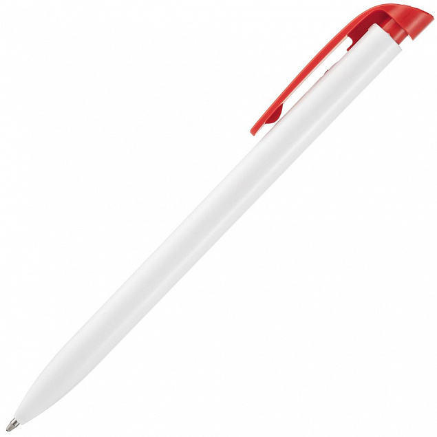 Ручка шариковая Favorite, белая с красным с логотипом в Екатеринбурге заказать по выгодной цене в кибермаркете AvroraStore