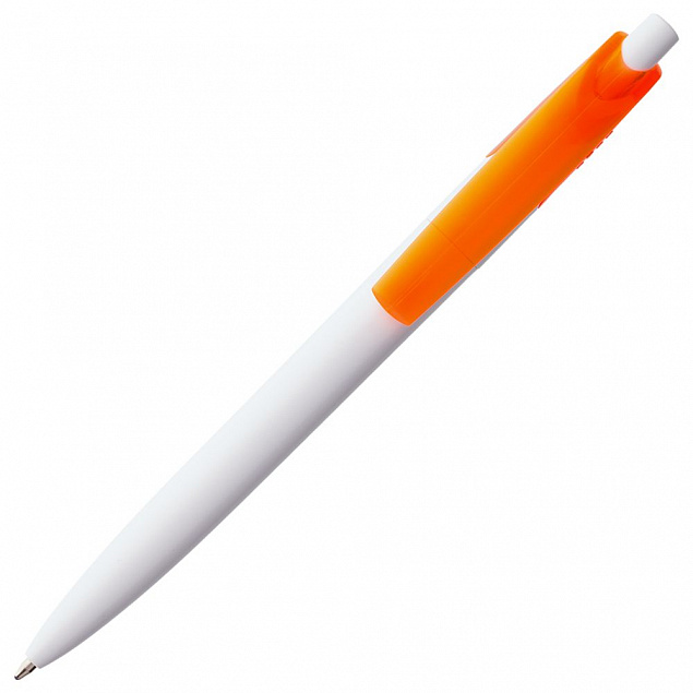 Ручка шариковая Bento, белая с оранжевым с логотипом в Екатеринбурге заказать по выгодной цене в кибермаркете AvroraStore