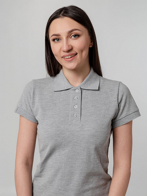 Рубашка поло женская Virma Premium Lady, серый меланж с логотипом в Екатеринбурге заказать по выгодной цене в кибермаркете AvroraStore