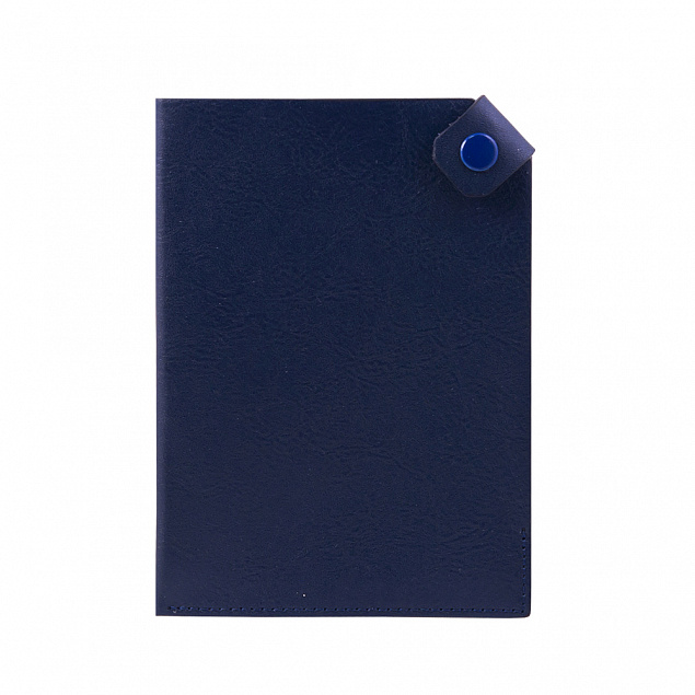 Чехол для паспорта PURE 140*90 мм., застежка на кнопке, натуральная кожа (фактурная), синий с логотипом в Екатеринбурге заказать по выгодной цене в кибермаркете AvroraStore