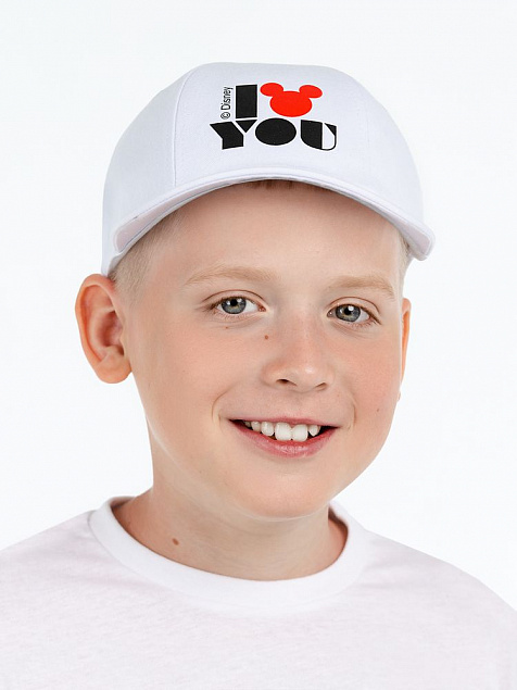 Бейсболка «Микки. I Love You», белая с логотипом в Екатеринбурге заказать по выгодной цене в кибермаркете AvroraStore