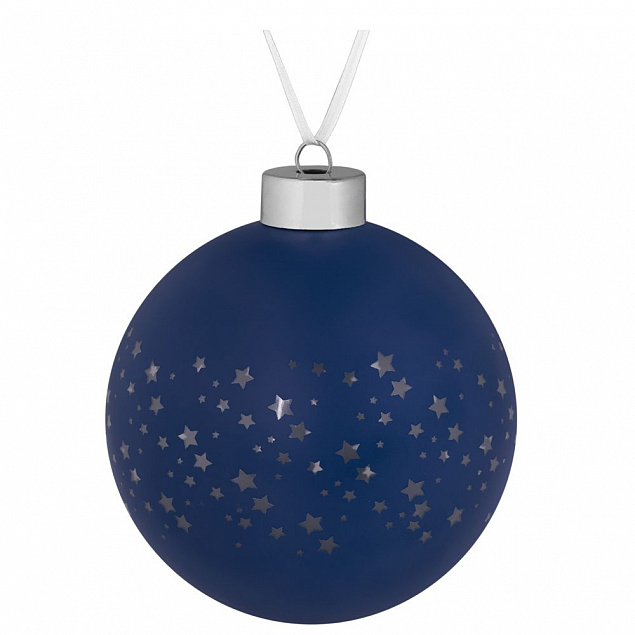 Елочный шар Stars, 10 см, синий с логотипом в Екатеринбурге заказать по выгодной цене в кибермаркете AvroraStore