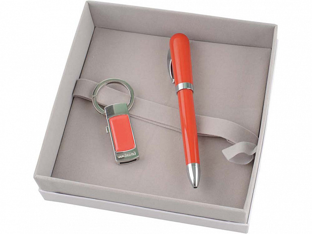 Набор: брелок с USB-флешкой на 4 Гб, ручка шариковая с логотипом в Екатеринбурге заказать по выгодной цене в кибермаркете AvroraStore