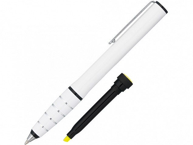 Ручка шариковая с маркером Jura, белый с логотипом в Екатеринбурге заказать по выгодной цене в кибермаркете AvroraStore