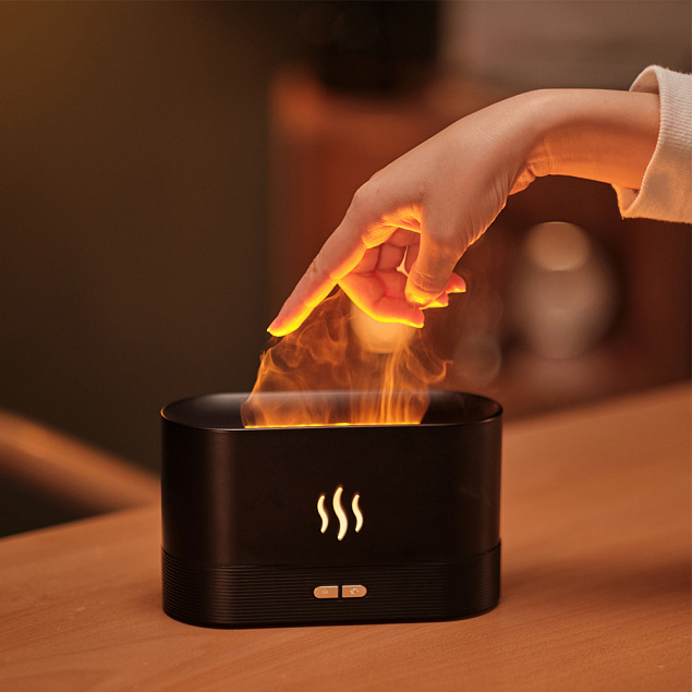 USB арома увлажнитель воздуха Flame со светодиодной подсветкой - изображением огня с логотипом в Екатеринбурге заказать по выгодной цене в кибермаркете AvroraStore