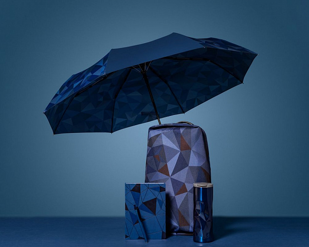 Складной зонт Gems, синий с логотипом в Екатеринбурге заказать по выгодной цене в кибермаркете AvroraStore