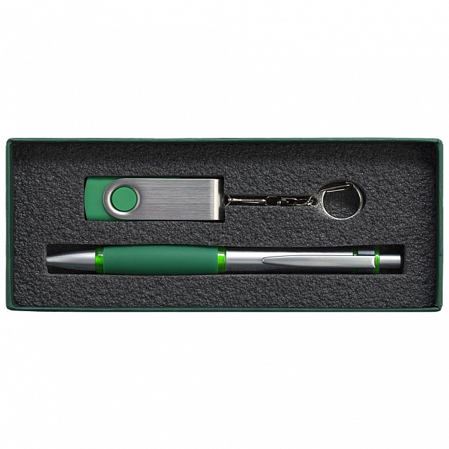Набор Notes: ручка и флешка 8 Гб, зеленый с логотипом в Екатеринбурге заказать по выгодной цене в кибермаркете AvroraStore
