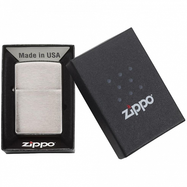 Зажигалка Zippo Classic Brushed, серебристая с логотипом в Екатеринбурге заказать по выгодной цене в кибермаркете AvroraStore