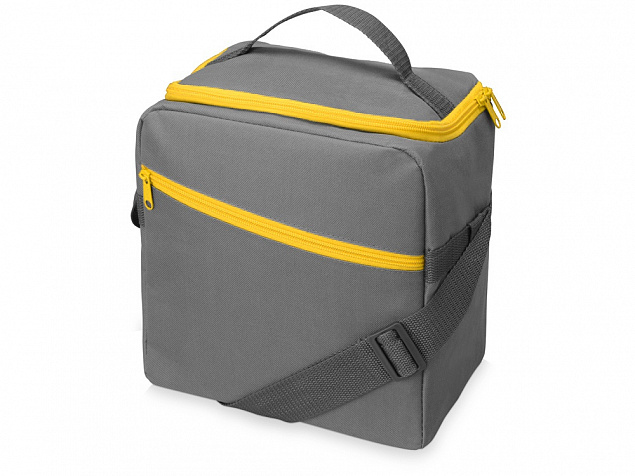 Изотермическая сумка-холодильник Classic c контрастной молнией, серый/желтый с логотипом в Екатеринбурге заказать по выгодной цене в кибермаркете AvroraStore