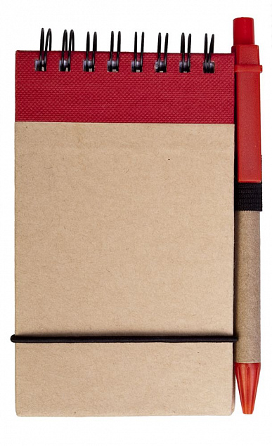 Блокнот на кольцах Eco Note с ручкой, красный с логотипом в Екатеринбурге заказать по выгодной цене в кибермаркете AvroraStore