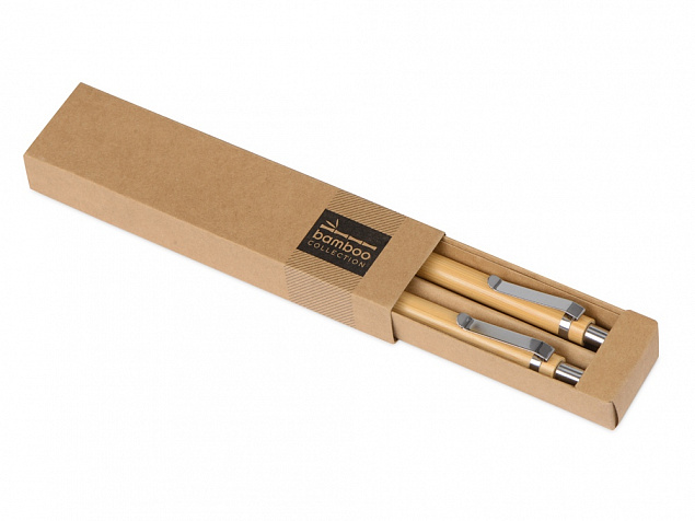 Набор Bamboo: шариковая ручка и механический карандаш с логотипом в Екатеринбурге заказать по выгодной цене в кибермаркете AvroraStore