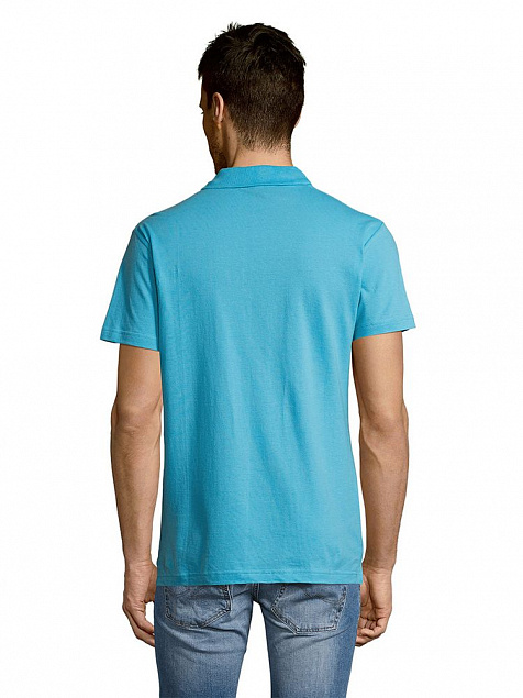 Рубашка поло мужская SUMMER 170, бирюзовая с логотипом в Екатеринбурге заказать по выгодной цене в кибермаркете AvroraStore