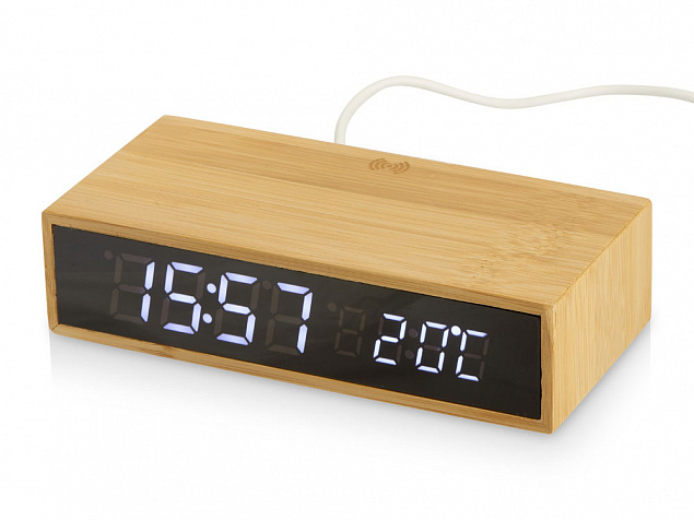 Часы настольные с беспроводной зарядкой «Index», 10 Вт с логотипом в Екатеринбурге заказать по выгодной цене в кибермаркете AvroraStore