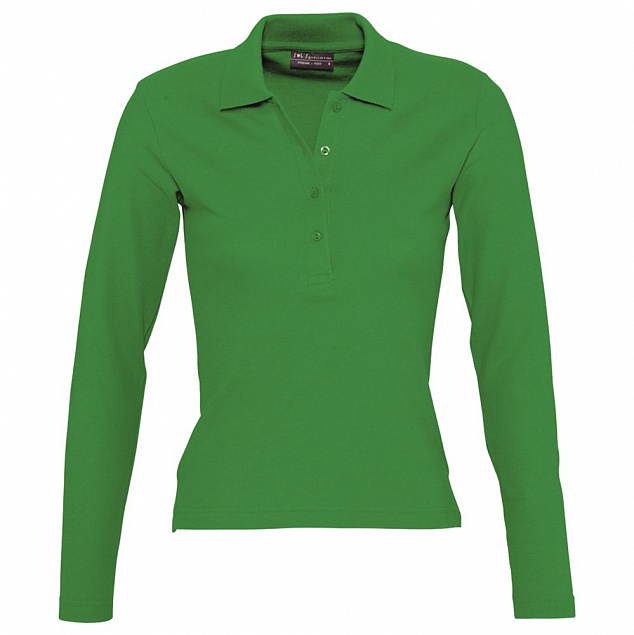 Рубашка поло женская с длинным рукавом PODIUM ярко-зеленая с логотипом в Екатеринбурге заказать по выгодной цене в кибермаркете AvroraStore