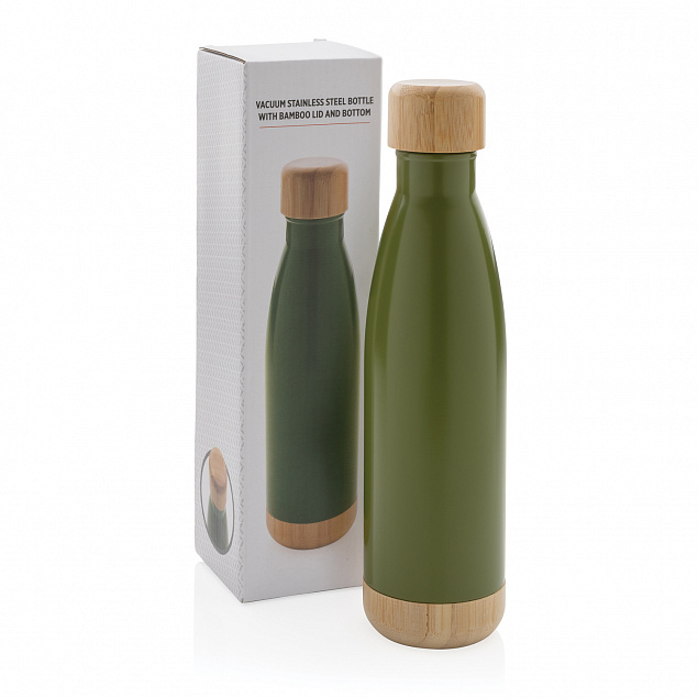 Вакуумная бутылка из нержавеющей стали и бамбука, 520 мл с логотипом в Екатеринбурге заказать по выгодной цене в кибермаркете AvroraStore