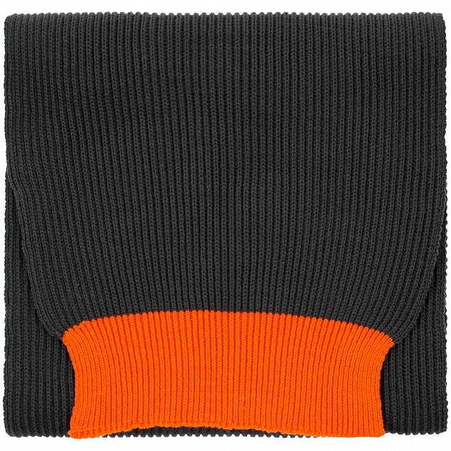 Шарф Snappy, темно-серый с оранжевым с логотипом в Екатеринбурге заказать по выгодной цене в кибермаркете AvroraStore
