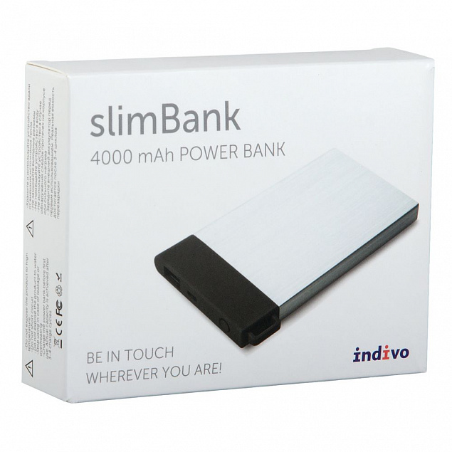 Внешний аккумулятор slimBank 4000 mAh с логотипом в Екатеринбурге заказать по выгодной цене в кибермаркете AvroraStore