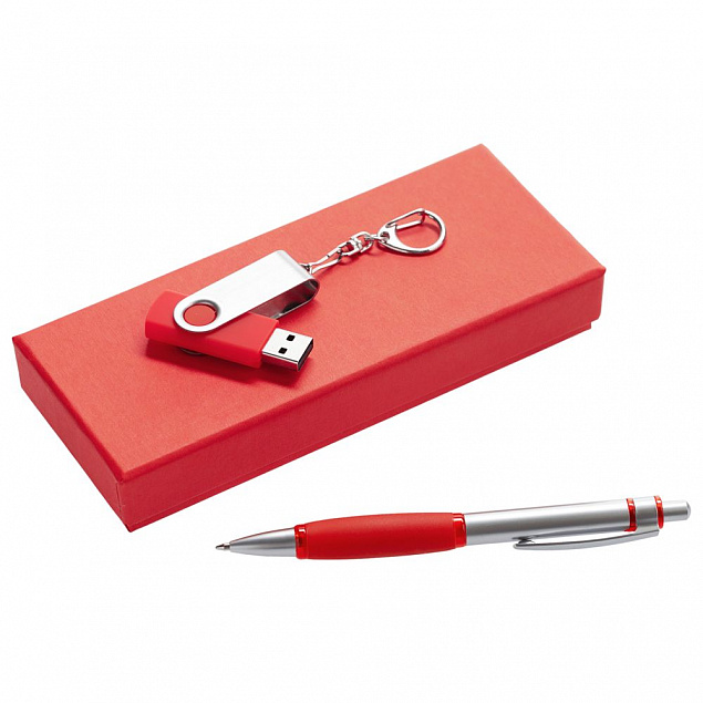 Набор Notes: ручка и флешка 8 Гб, красный с логотипом в Екатеринбурге заказать по выгодной цене в кибермаркете AvroraStore