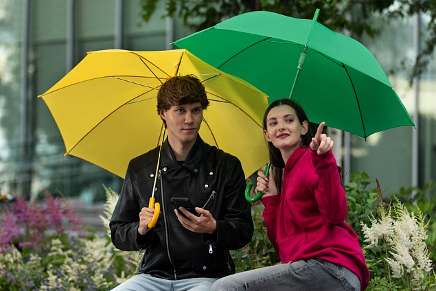 Зонт-трость Promo, желтый с логотипом в Екатеринбурге заказать по выгодной цене в кибермаркете AvroraStore