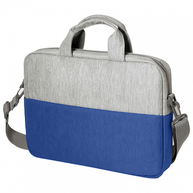 Конференц-сумка BEAM NOTE, серый/ярко-синий, 39х30х6.5 см, ткань верха:100% полиамид, под-д:100%поли с логотипом в Екатеринбурге заказать по выгодной цене в кибермаркете AvroraStore